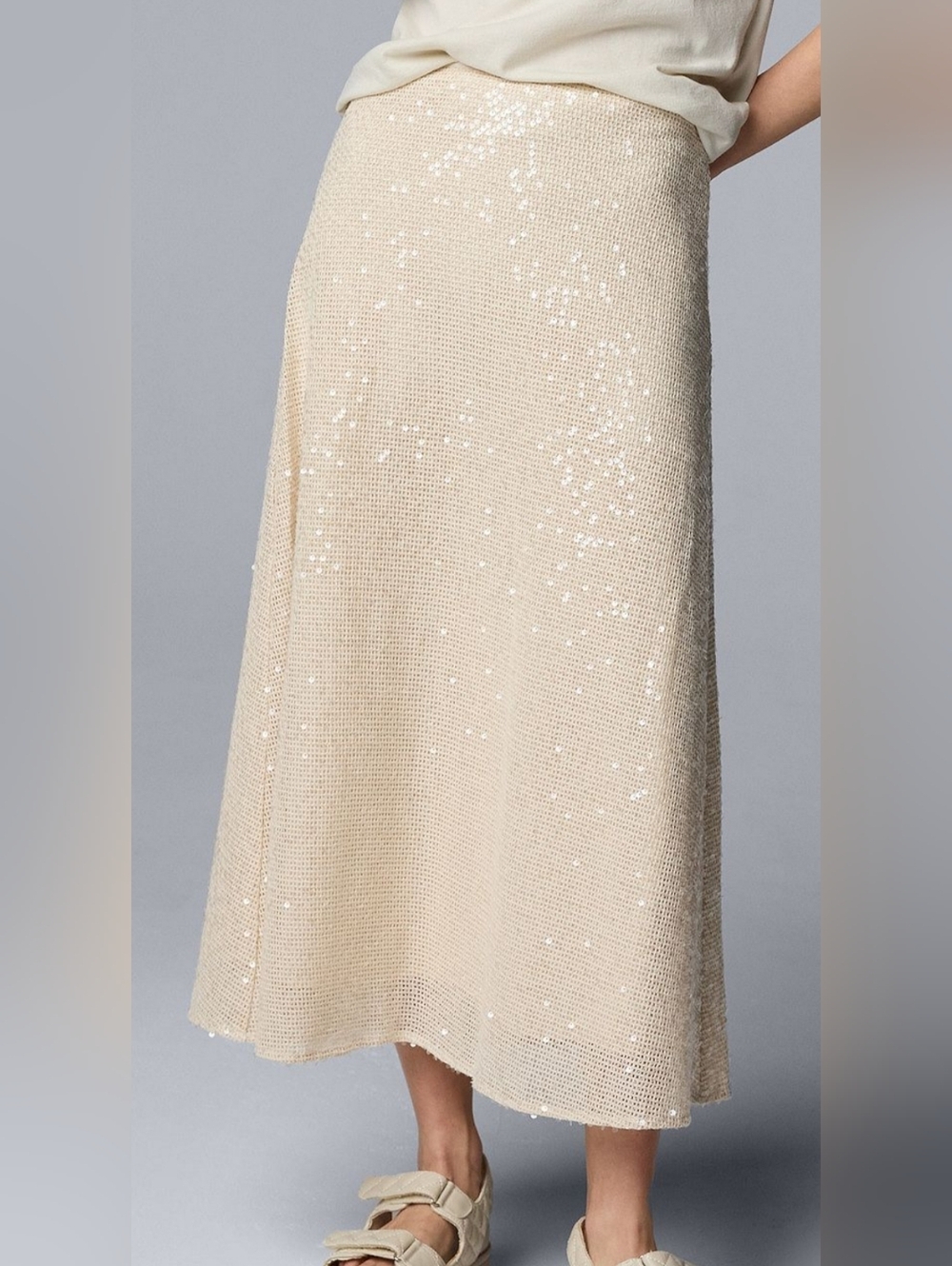 Simply Vera Vera Wang Ivory Sequin A-Line Skirt - Picture 3 of 15